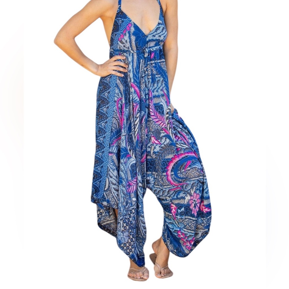 Chic Blue Patterned Jumpsuit - image 7